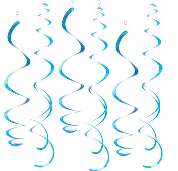 30 pcs Blue Hanging Swirl Decorations Swirls Party Decorations Plastic Party Streamer for Ceiling, 26