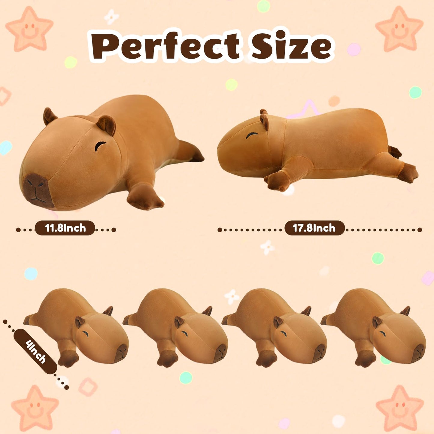 Sqeqe Stuffed Capybara Plush - Cute Capybara Mommy With 4 Babies Surprise Soft Animal Toy Christmas, Valentine'S, Birthday Gifts