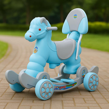 Fun Ride Musical Rocking Horse Ride On For Kids, Murphy Super 2-In-1 Horse Rocker&Ride On Toy With Backrest, Ideal Age, 1 Year T