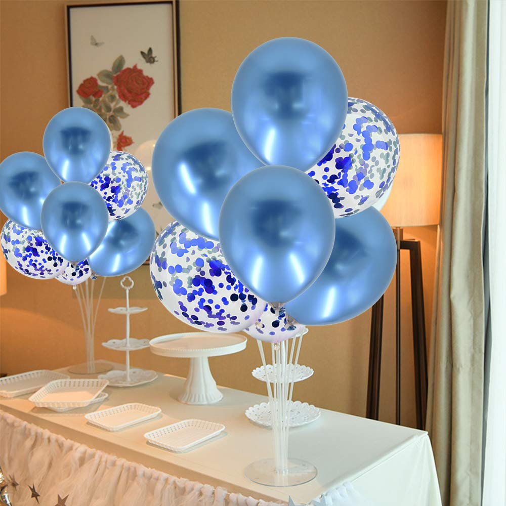TONIFUL Blue Balloon Stand Centerpiece, 4 Set, Rubber Material, Ideal for Birthday and Graduation Decorations