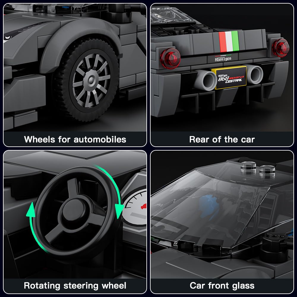 Mould King Speed Champion Car Building Toys With Acrylic Display Case, Model Race Car Toy Building Blocks Kit 27068 Collectible Racing Vehicle Set For Kids Age 8+ Teens Adults, 358 Pieces