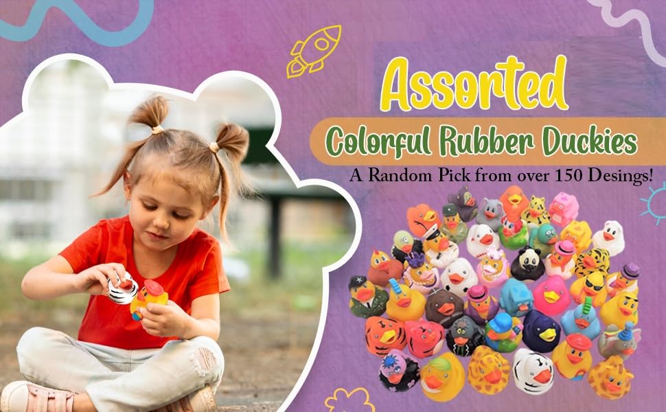 Assorted Colorful Rubber Duckies (2'') Ducks Ducky Duck Ducking (100 Pack) Jeep Ducking Bath Tub Pool Toy