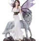 Ebros Purple Winged Fairy Diana With Alpha Snow Direwolf Wolf Statue 10' Tall Fantasy Garden Nymph Fae Pixie Wolves Fairies Figurine Fantasy Decor