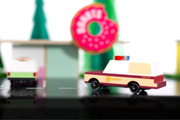 Candycar Wooden Diecast Collection - Sheriff Truck, Premium Handcrafted Beech Wood Toy Car