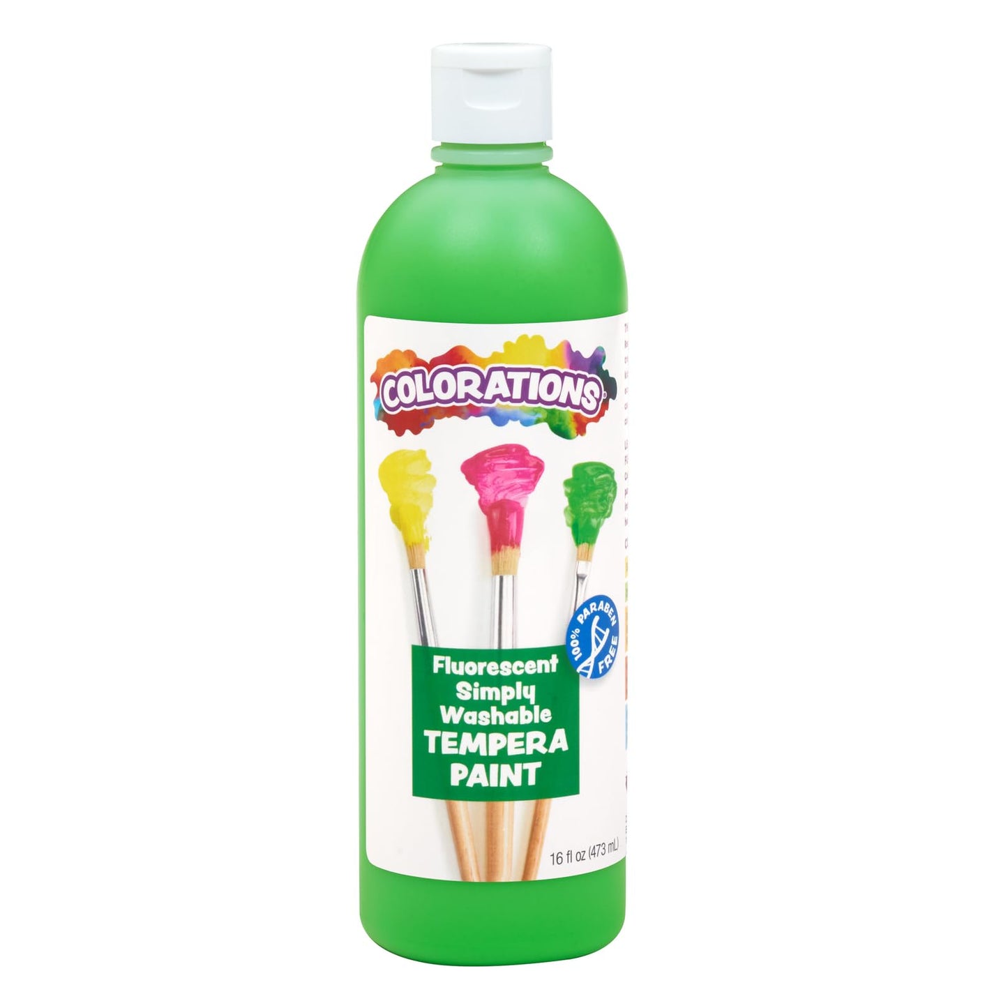 Colorations Washable Tempera Paint, 16 fl oz, Fluorescent Green, Neon, Non Toxic, Vibrant, Bold, Bright, Kids Paint, Craft, Hobb