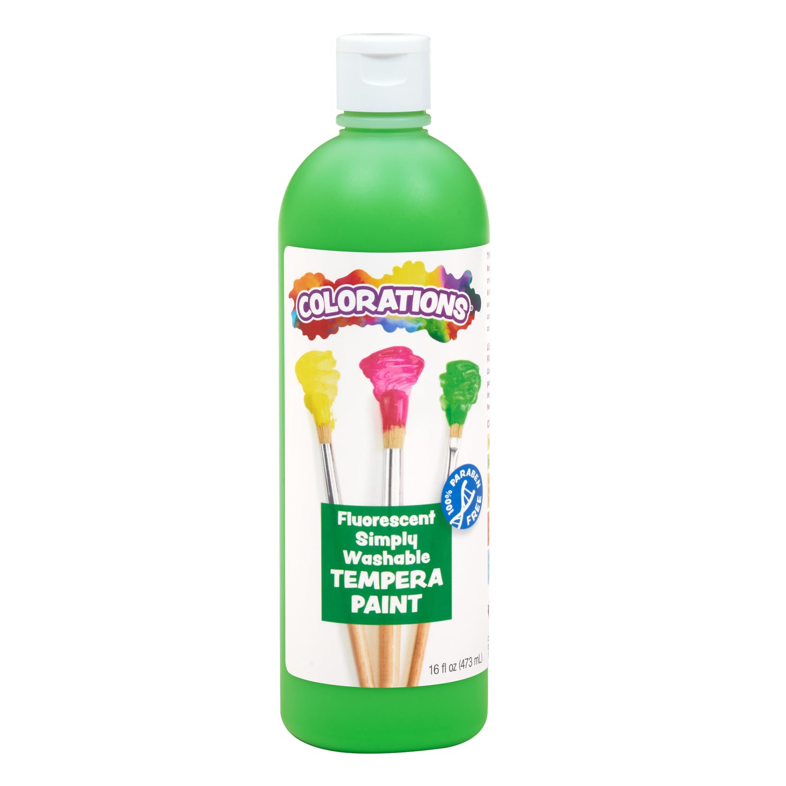 Colorations Washable Tempera Paint, 16 fl oz, Fluorescent Green, Neon, Non Toxic, Vibrant, Bold, Bright, Kids Paint, Craft, Hobb