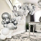 Bezente 36 Inch Metallic Silver Giant Balloons - 8 Pack Jumbo Latex for Weddings, Baby Showers, and Birthday Parties