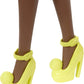 Barbie Fashionistas Doll #156 With Brunette Afro & Blue Lips Wearing Graphic Coat Dress & Yellow Shoes, Toy For Kids 3 To 8 Year