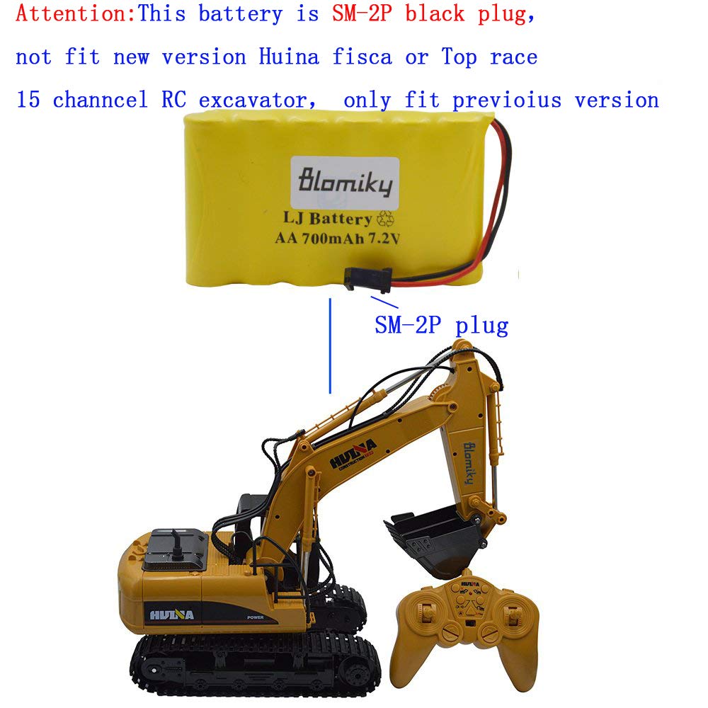 Bloimky 2 Pack 7.2V 700Mah Nicd Aa Battery Pack And Usb Charger Cable For Old Version 15 Channel 2.4G Huina 1550 550 Rc Excavato