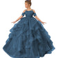 Zpvp Peacock Long Girls Pageant Dress Ruffles Princess Flower Girl Dress Beaded Appliques Tulle Wedding Party Costumes Us4