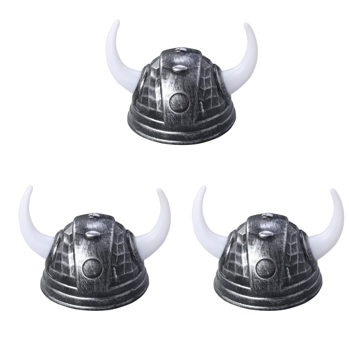 Amosfun Viking Helmet Hat - 3pcs Middle Ages Medieval Viking Age Horned Helmet Costume Party Accessory Ox Horns Hat - Black, Pla