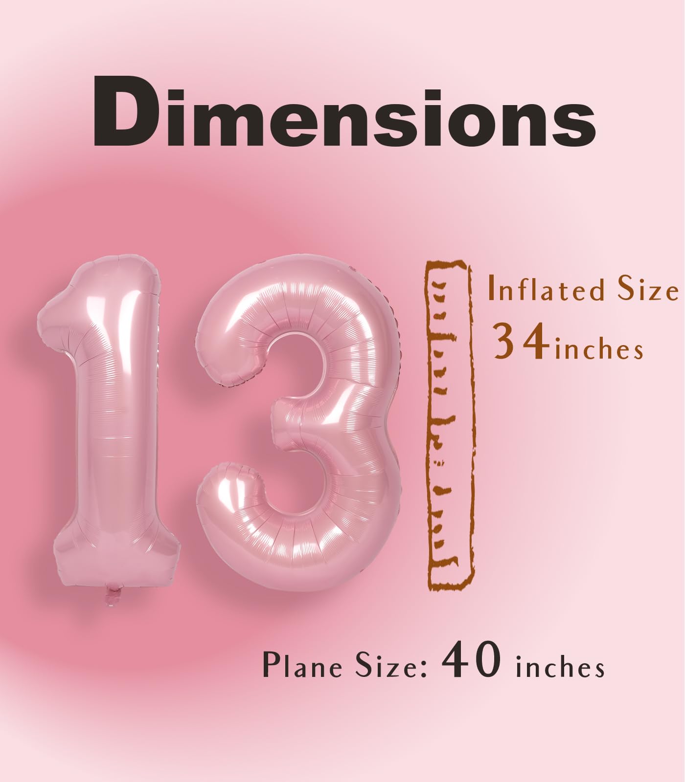 SUWEN 40 Inch Pink Foil Number Balloons 0-9 Jumbo Mylar Birthday Party Decorations for Girls and Women