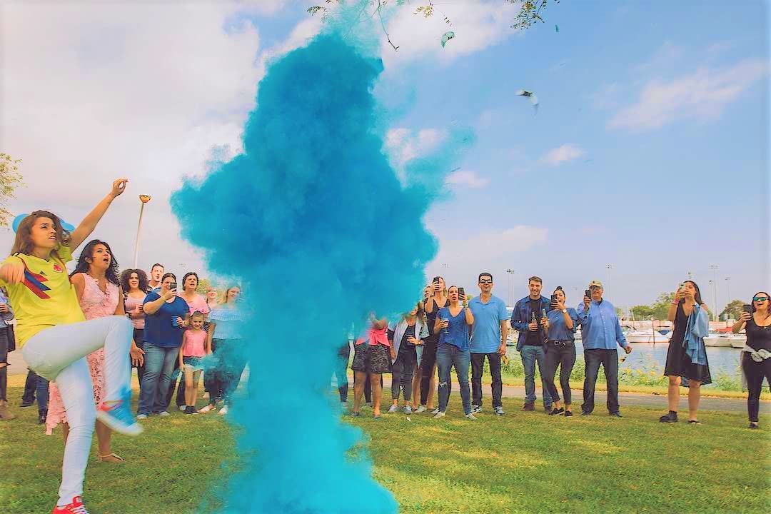 Gender Reveal Soccer Ball with Pink and Blue Powder