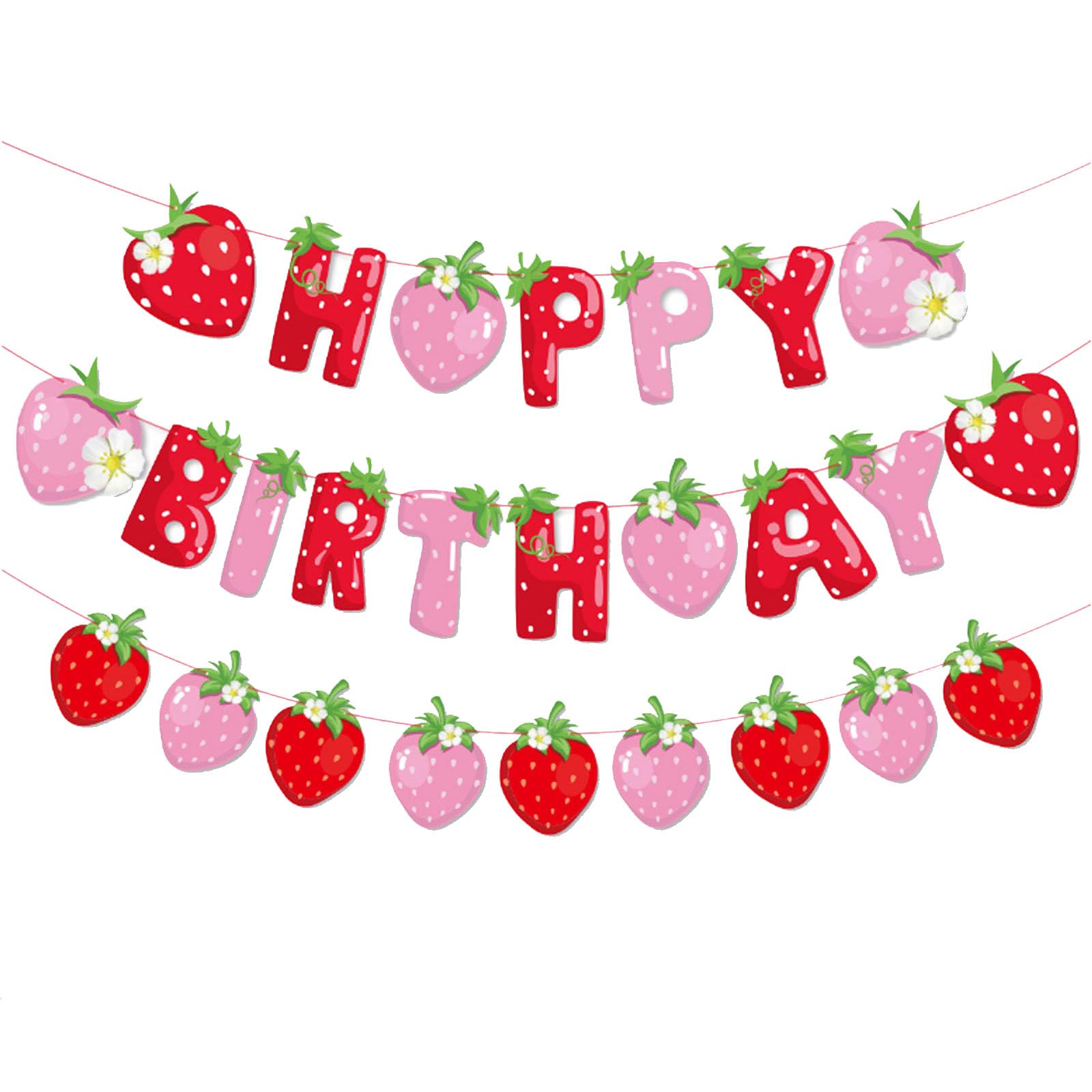 Strawberry Fruit Banners Happy Birthday Strawberry Theme Party Hanging Decorations Happy Birthday Party Wedding Party Decoration