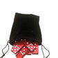 Domino Double 6 Red Marbleized Tiles With Spinners Jumbo Tournament Size In Elegant Black Velvet Bag