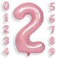 Suwen 40 Inch Pink Large 2 Number Balloons Big Foil Helium Number Balloons 0-9 Jumbo Happy 2Nd Mylar Birthday Party Decorations