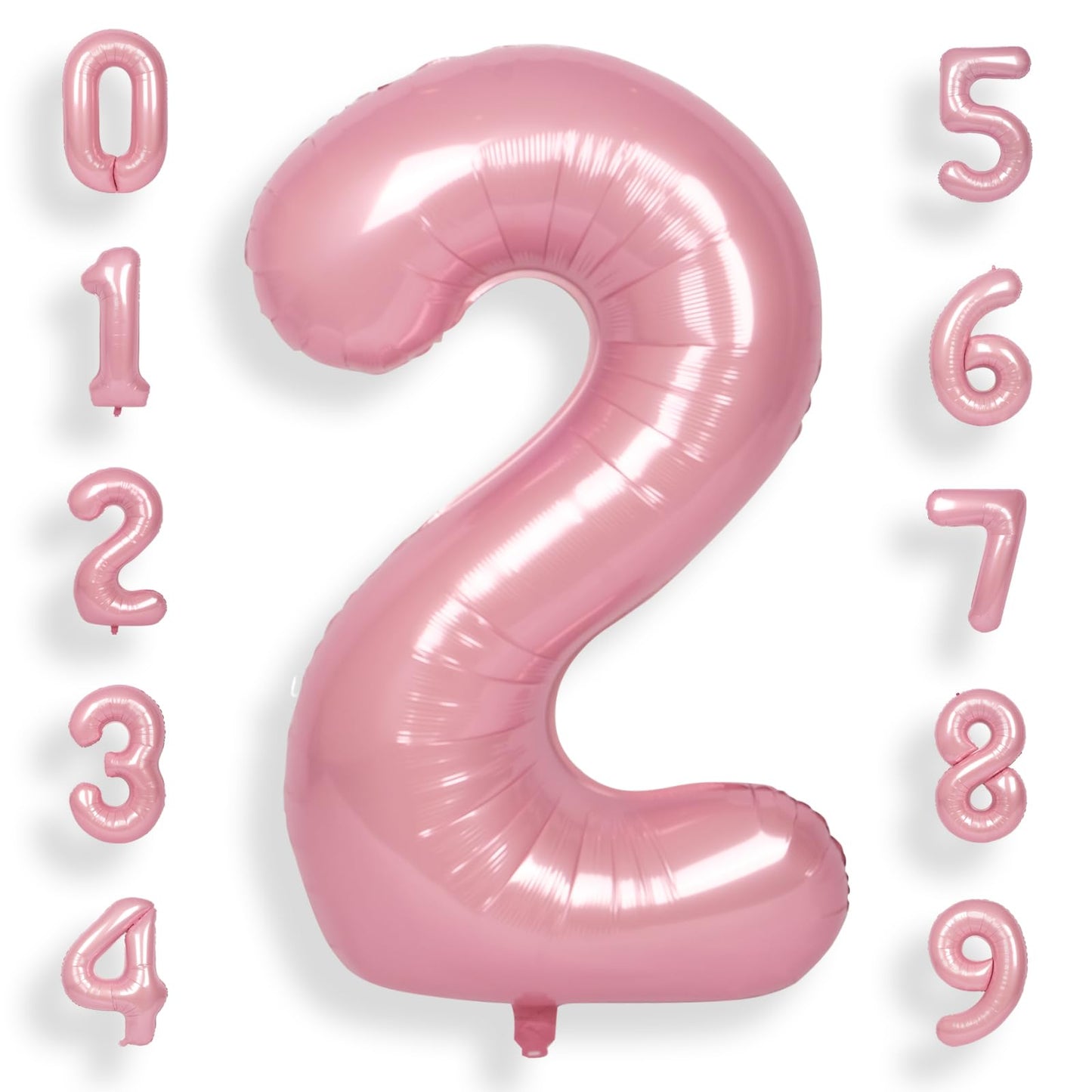 Suwen 40 Inch Pink Large 2 Number Balloons Big Foil Helium Number Balloons 0-9 Jumbo Happy 2Nd Mylar Birthday Party Decorations