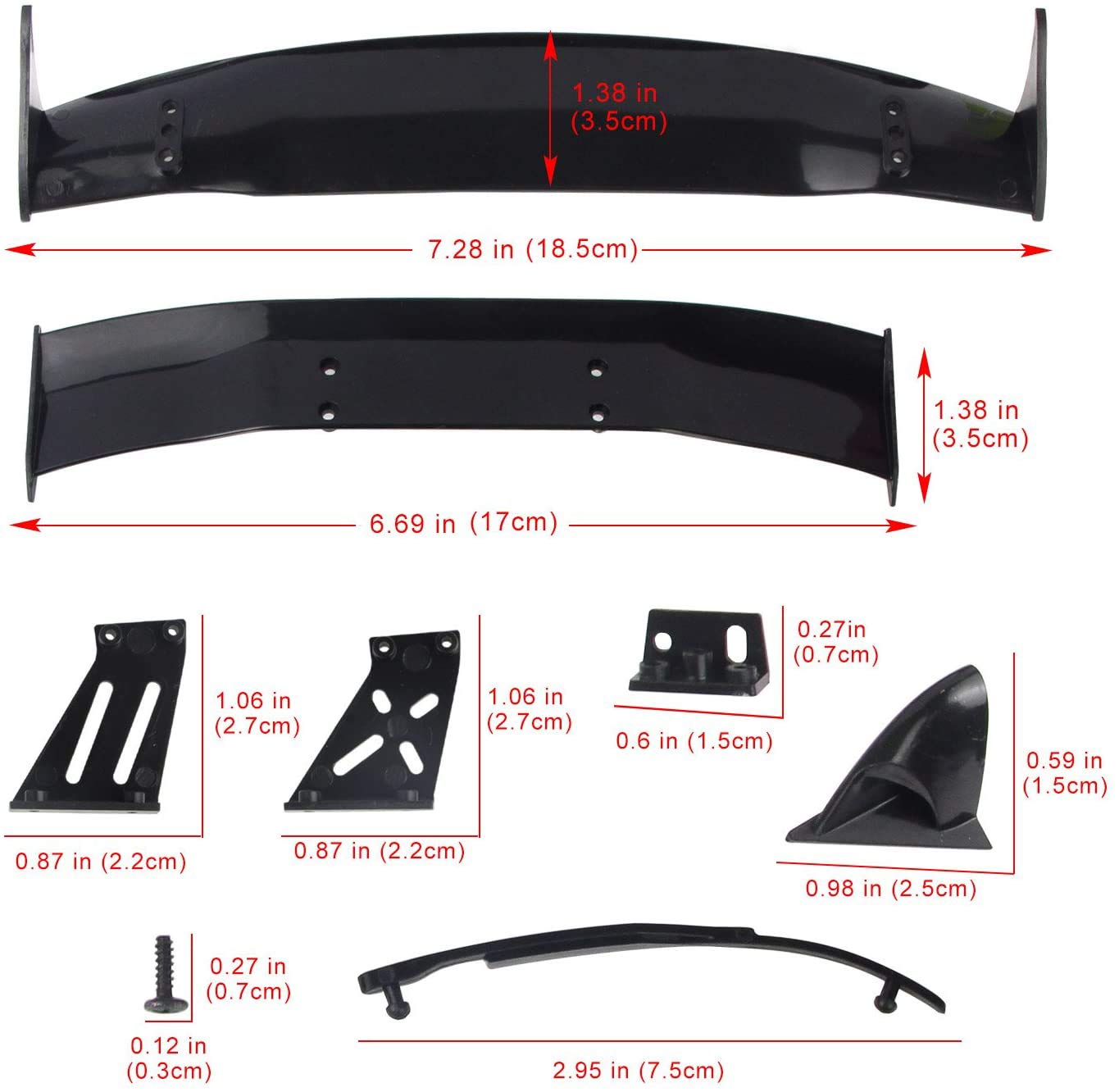 Coolplay 1/10 RC Car Body Wing Spoiler Body Shell Rear Spoiler Tail Wing Side Mirror Toy Vehicles Parts