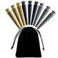 We Games Premium Easy Grip Cribbage Pegs With A Tapered Design & Velvet Pouch - Set Of 9 (3 Gold, 3 Silver, 3 Black)