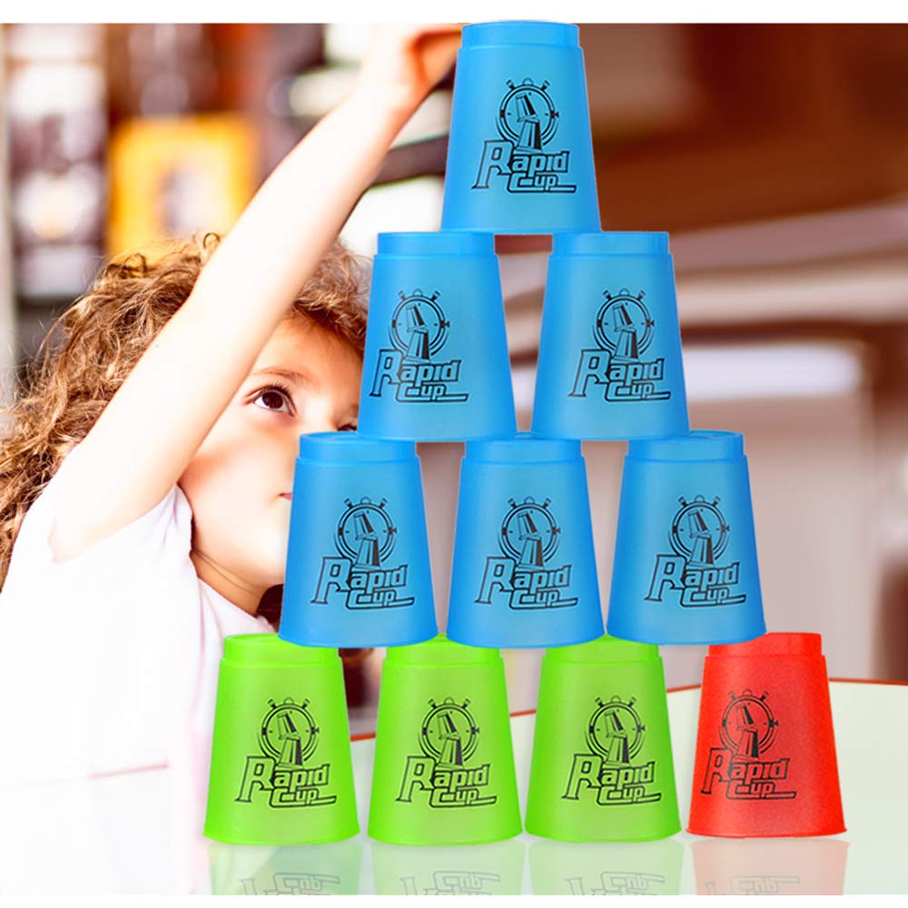 Seisso Stack Cups, Stacking Cup Set Classic Stack Training Game Toys For Boys Girls Kids Stacking Cups With Carry Bag (12 Pack Blue)