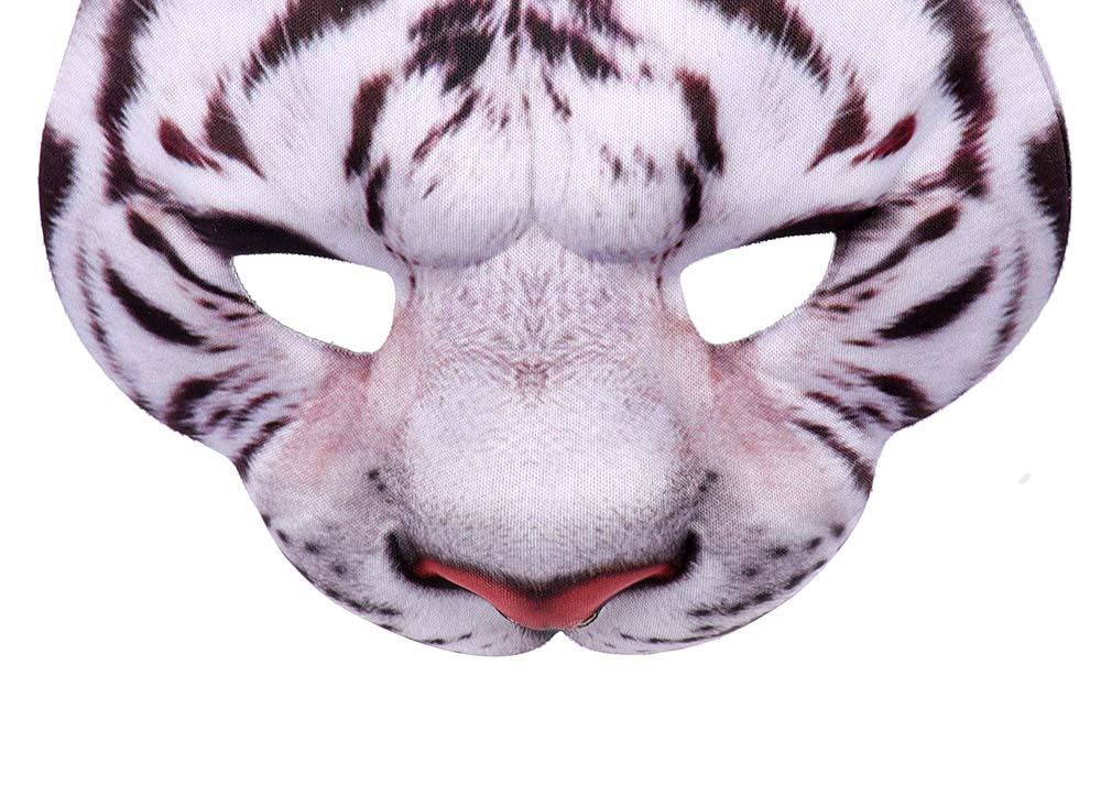 Aiffort Tiger Half Face Mask - Halloween Animal Cosplay Mask For Masquerade Party Costume And Props (White Tiger)
