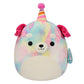 Squishmallows Original 12-Inch Delenne Tie-Dye Dog Plush - Soft Polyester, Party Hat, Model SQCR05549