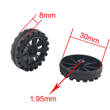 EUDAX 30mmx8mm Plastic Roll 2mm Dia Shaft Toys Wheel and 2mmx100mm STEM Shaft Round Rod Axles for DIY Toy RC Car Truck Boat Heli