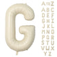 Biapian 40 Inch Letter G Balloons, Giant Cream G Foil Balloon, Big Single Alphabet A-Z Balloons, Beige Large Aluminum G Balloons