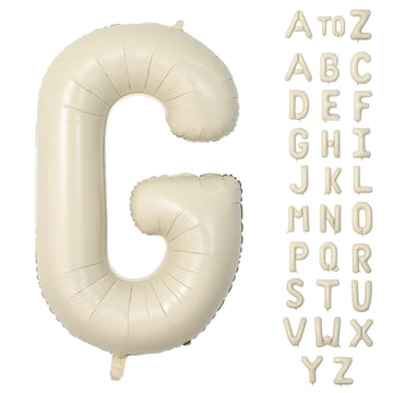 Biapian 40 Inch Letter G Balloons, Giant Cream G Foil Balloon, Big Single Alphabet A-Z Balloons, Beige Large Aluminum G Balloons