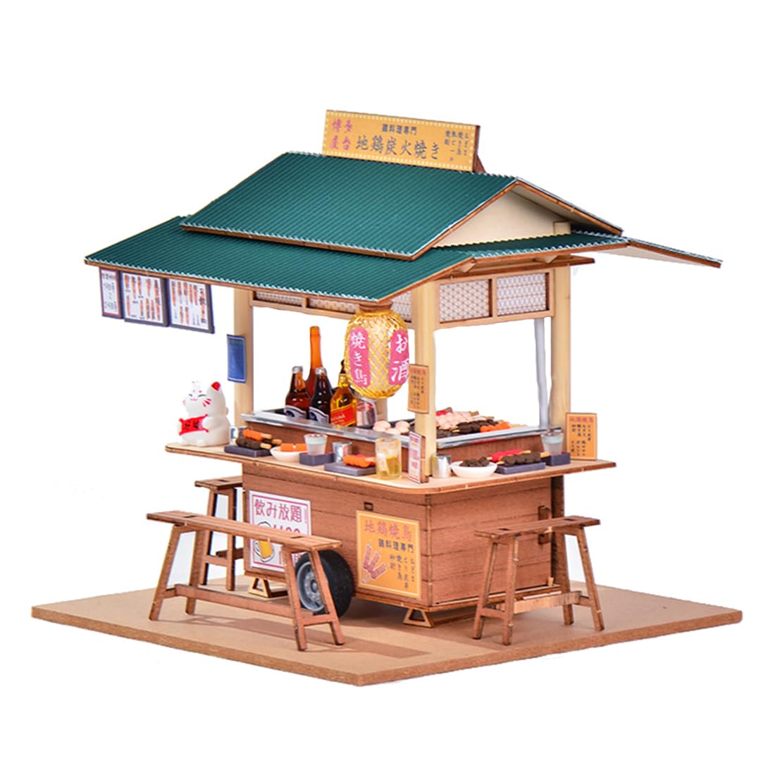 Cjeuxnr DIY Miniature Dollhouse Kit Japanese Shop Wooden Dollhouse Tiny House kit with Furniture and LED Lights Building Model Puzzle Toy for mature-themed Creative Gifts