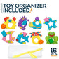 Foam Bath Toys - 100% Non-Toxic Floating Puzzles Animals - Early Learning Bathtub Toy - Fun Educational Geometric Shapes For Toddlers Kids Boys Girls - Free Bath Toy Organizer & Fishing Rod