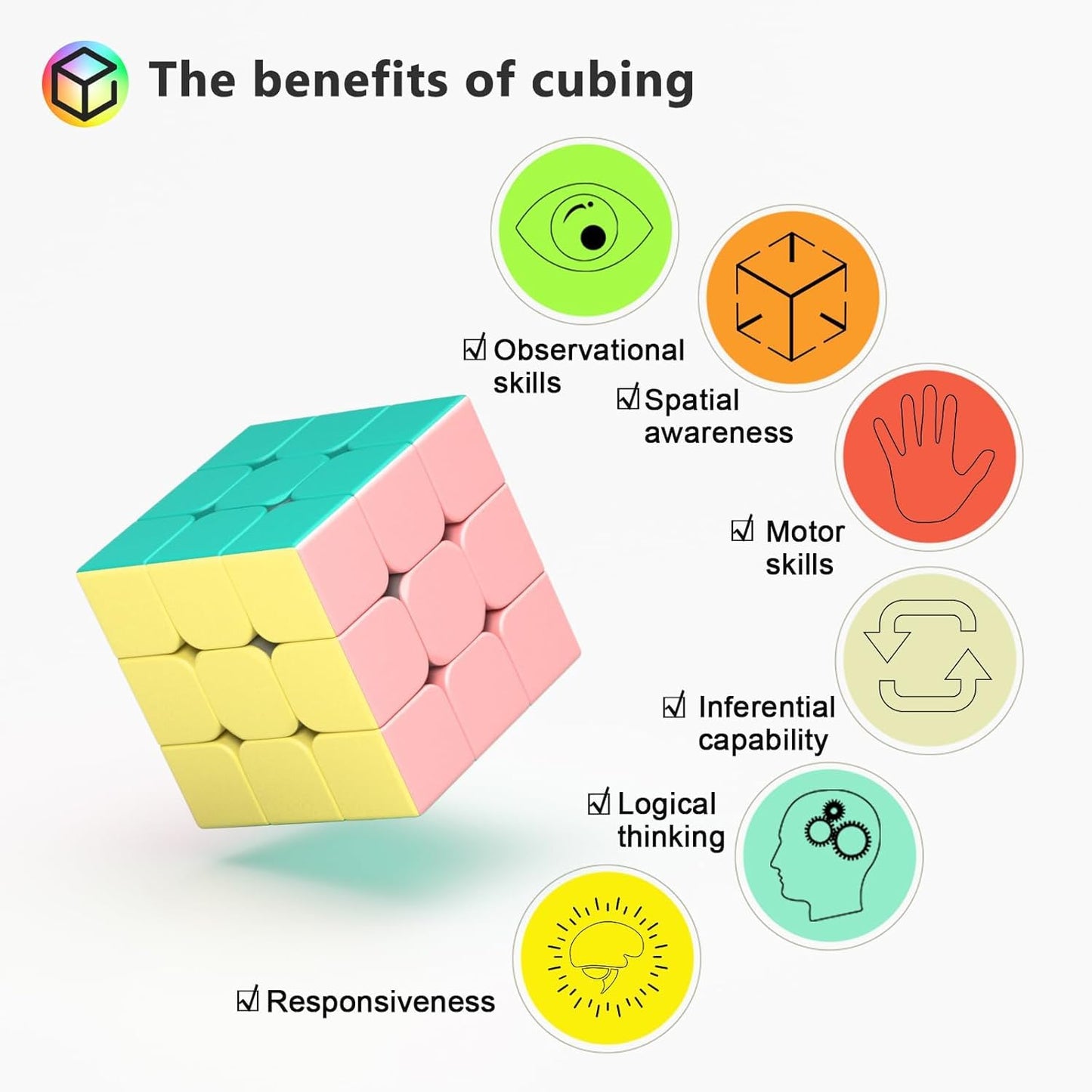 Vdealen 3X3X3 Speed Cube Set, 6 Pack Speed Cube Bulk Magic Cube Set, School Classroom Prize For Students Birthday Party Favors Stocking Stuffers Gifts For Kids Teens Adults(Macaron Stickerless)