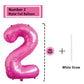 2 Number Balloon Pink 40 Inch Big Foil Mylar 2Nd Balloons For 2 Year Old Boy Girl Birthday Party Decorations Wedding Anniversary