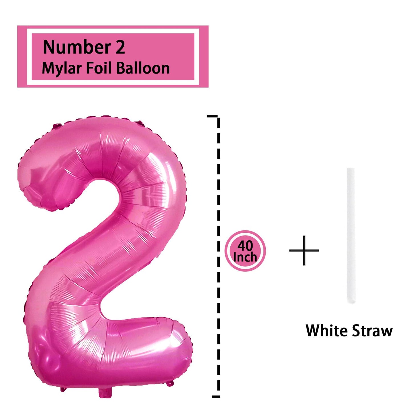 2 Number Balloon Pink 40 Inch Big Foil Mylar 2Nd Balloons For 2 Year Old Boy Girl Birthday Party Decorations Wedding Anniversary