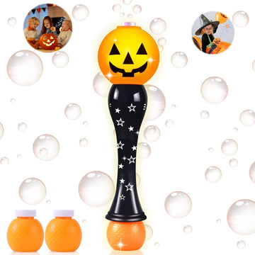 Halloween Bubble Wand For Kids, Pumpkin Bubble Machine Blower Maker Wand With Music & Light,Outdoor Indoor Stuff Toy Gift For 1