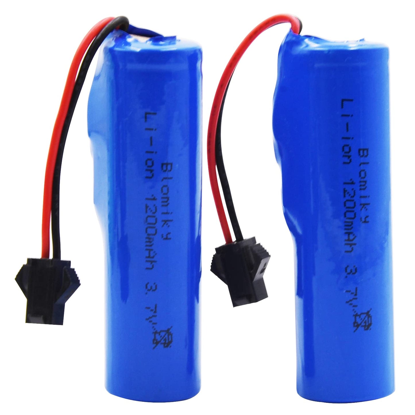 Blomiky 3.7V 1200mAh 2 Pack Li-ion Rechargeable Battery with SM2P Plug and Charger Cable for Remote Control Cars Trucks 3.7V 120