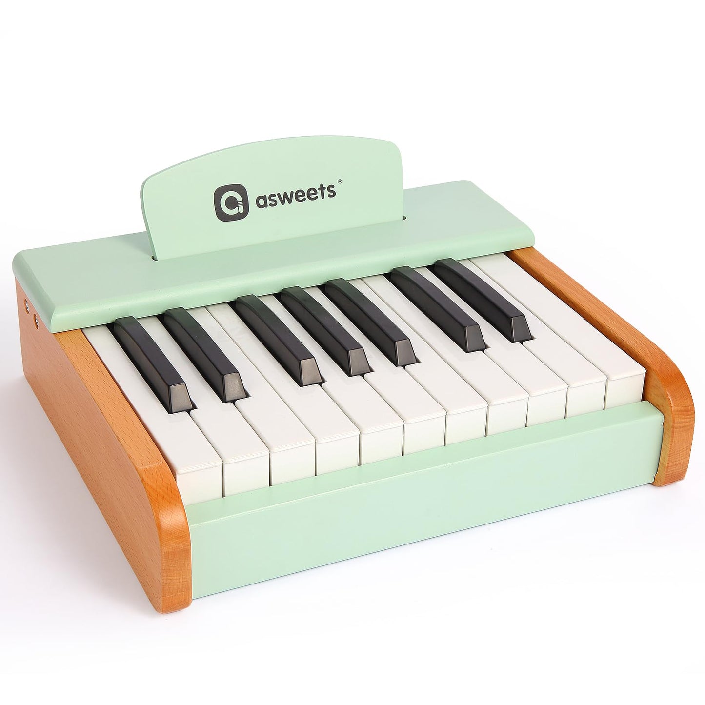 Asweets 18 Keys Piano Keyboard For Kids, Toddler Music Educational Instrument Toy, Wooden Piano For Toddlers Girls & Boys (Green