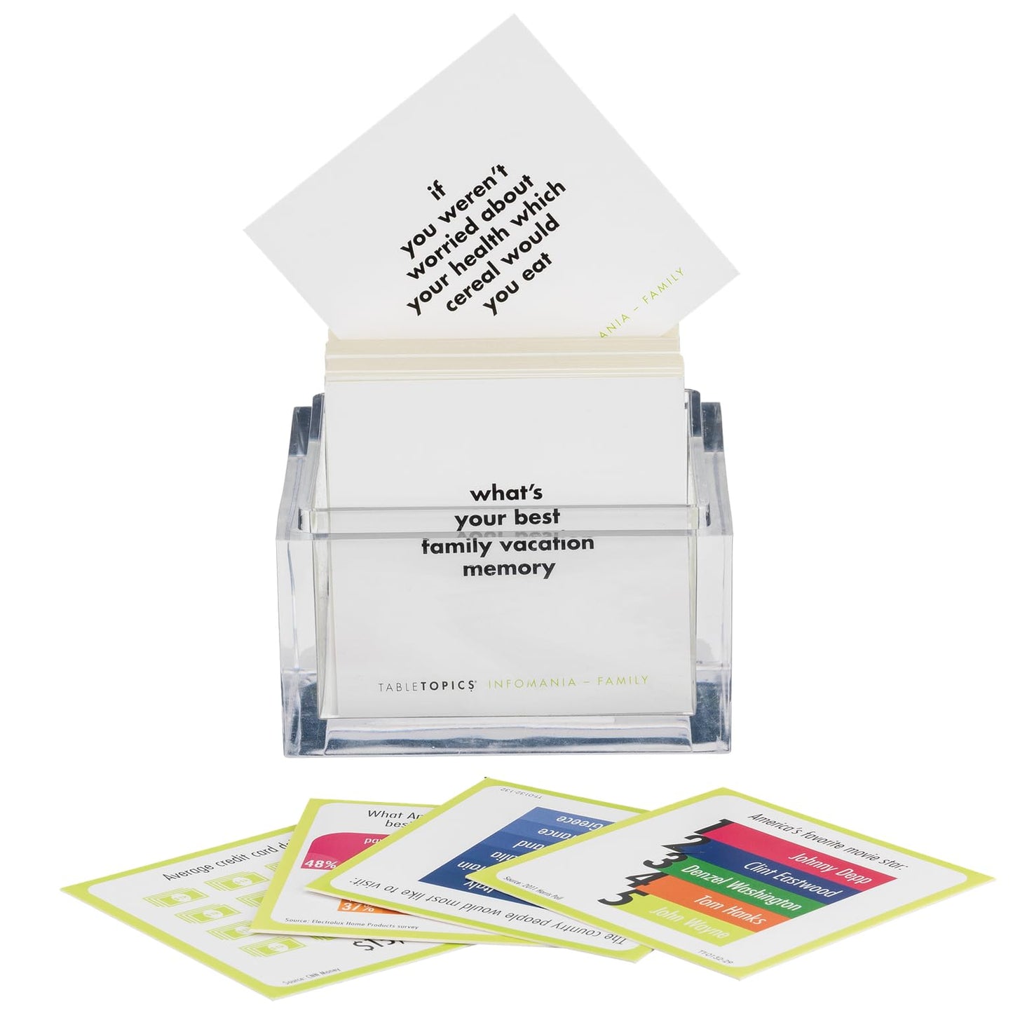 TableTopics Infomania Family Conversation Card Game - 135 Fun Facts & Questions, Card Stock, Engaging Family Activity