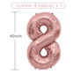 Number Balloon 40 Inch, Number Balloons Rose Gold, Number 8 Balloon, Birthday Large Foil Rose Gold Balloons, Birthday Party Grad