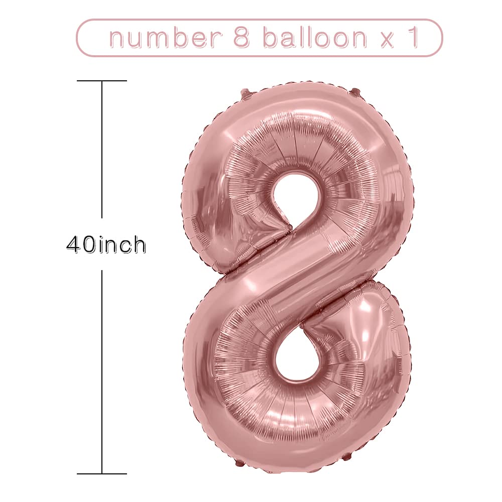 Number Balloon 40 Inch, Number Balloons Rose Gold, Number 8 Balloon, Birthday Large Foil Rose Gold Balloons, Birthday Party Grad