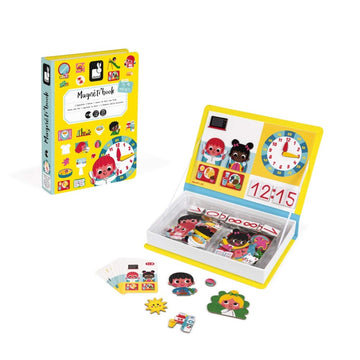 Janod MagnetiBook Magnetic Telling Time Game - 94 pcs - Ages 3+ - Cardboard - Learning Time - Model J02724