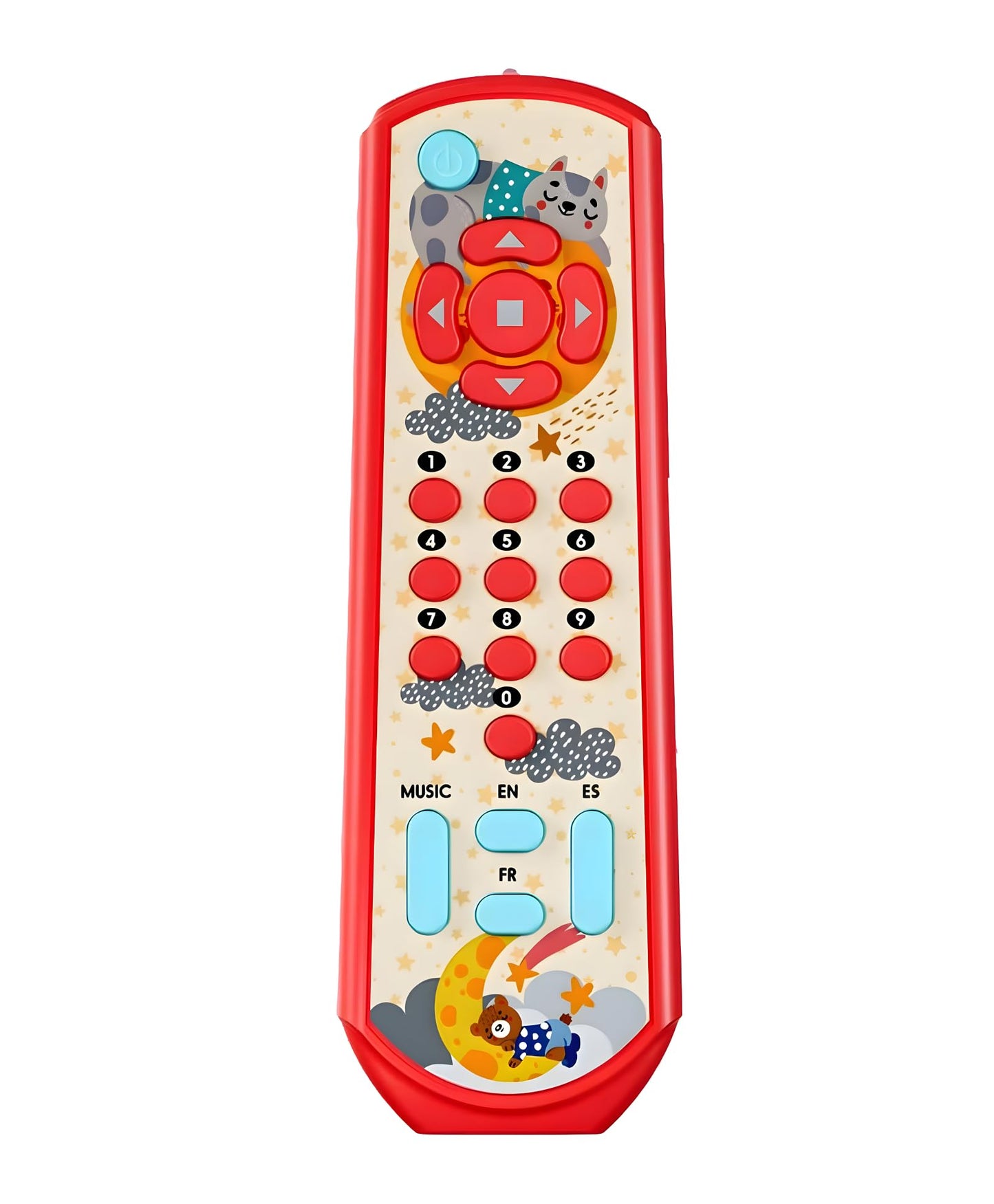 JOLLYORA Baby TV Remote Control Toy with Lights & Music 3 Language Modes English French Spanish Sensory Learning Toy with Number