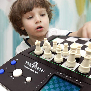 TOP 1 CHESS Electronic Chess Set - Teaching System for Kids & Adults, Black, 20.2x25.5x1.7 cm, Plastic/Glass, Model: Top 1