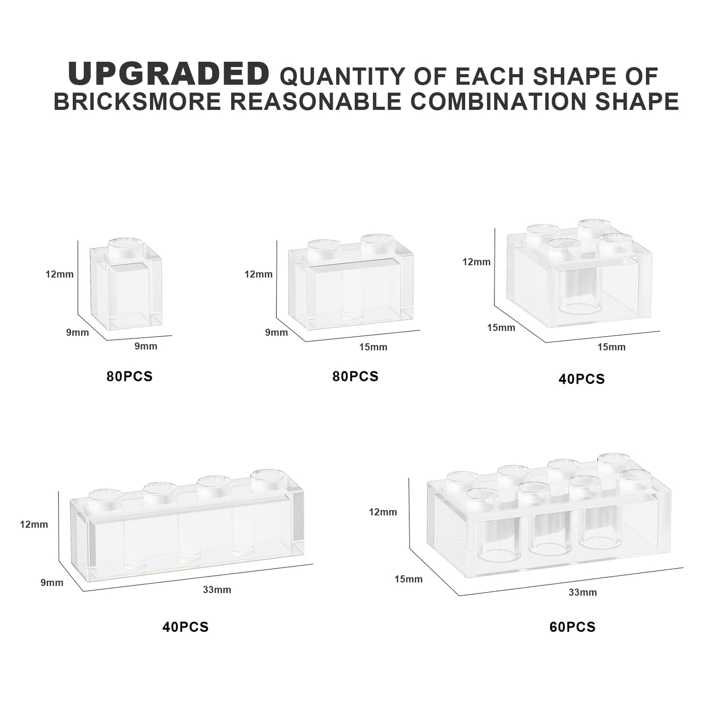 Webrick 300 Pcs Classic Building Bricks, Fully Transparent Bulk Bricks,Compatible With Major Brands Parts And Pieces, Creative B