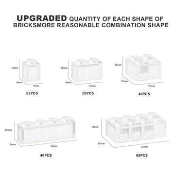 Webrick 300 Pcs Classic Building Bricks, Fully Transparent Bulk Bricks,Compatible With Major Brands Parts And Pieces, Creative B