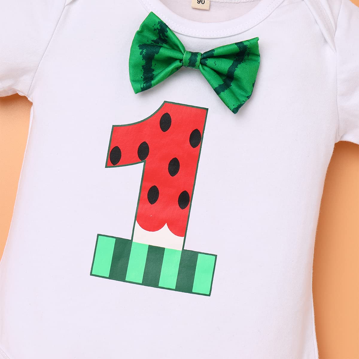 Watermelon 1st Birthday Outfit Baby Boy Cake Smash One in a Melon Outfits Bowtie Romper Bloomers Shorts Pants Suspenders Headban