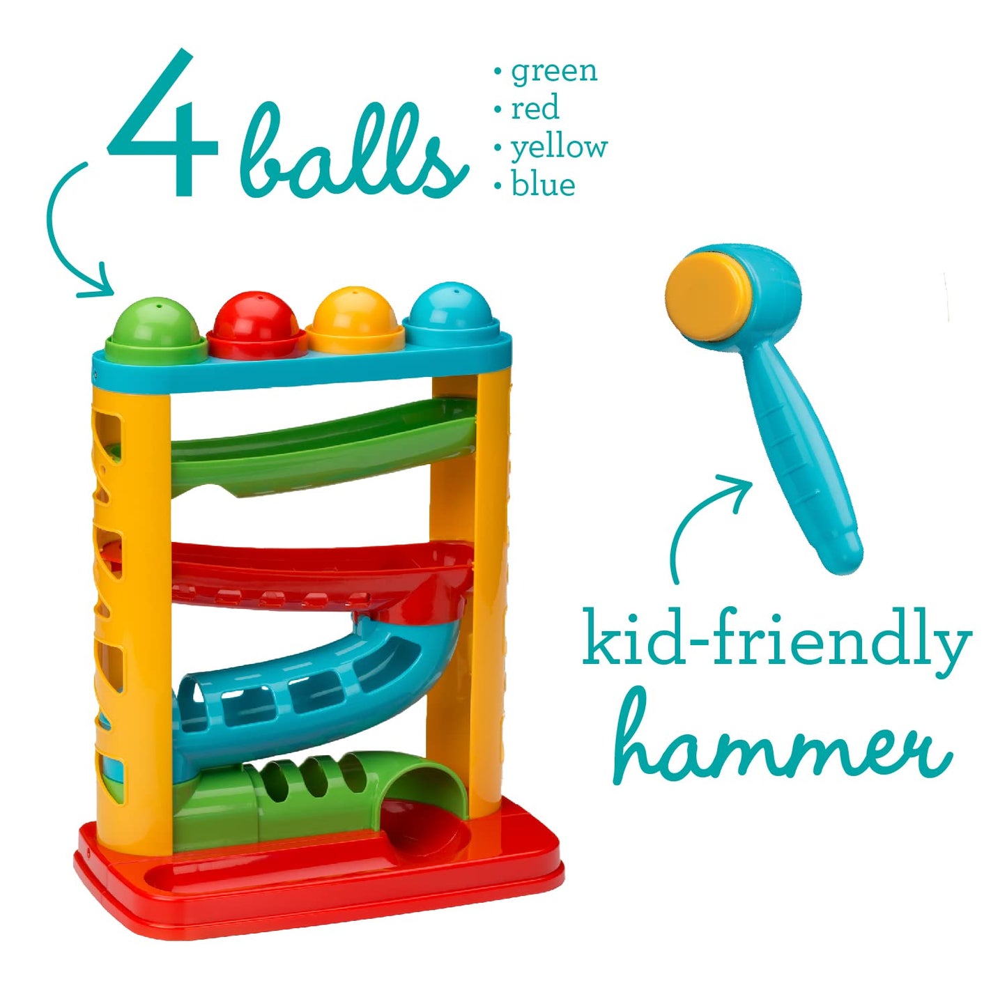 Infantino Bop & Drop Ball Tower - Steam Educational Play, Hand-Eye Coordination Skills, And Cause And Effect Play For Babies & Toddlers, 12M+