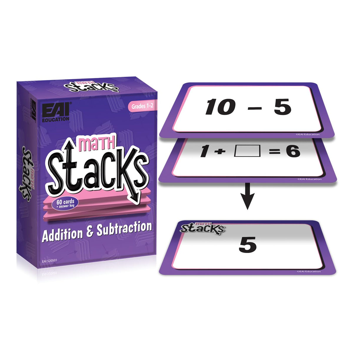 Educational Games Math Stack EAI Education Math Stacks Game Addition & Subtraction 60 Cards 3