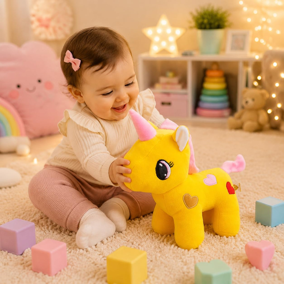 GOLDENHUB TOYS Polyester Golden Hub Unicorn 30 Cm Standing Small Cute, Plush/Soft Toy for Boys, Girls and Kids, SuperSoft, Safe