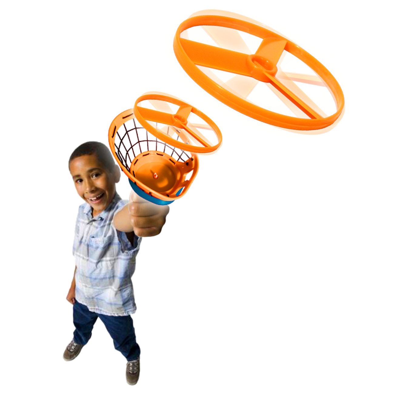 Zoom-O Flying Disc Launcher W/Catch Net | Catch And Shoot Plastic Discs Up To 100 Feet In Air | Fun Outdoor Toy For Boys And Gir